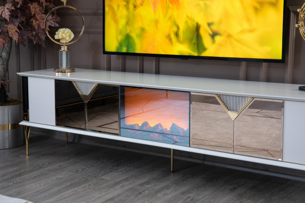 Wunnzëmmer Miwwelen Wunnwand TV-Stänner Wandregal Holz Wäiss nei Modern