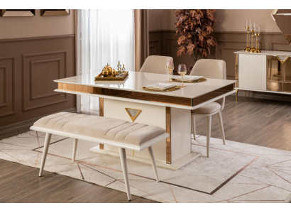 Dësch 4x Still Grupp Iesszëmmer Garnitur 5tlg. Set Miwwelen Iessgrupp Beige