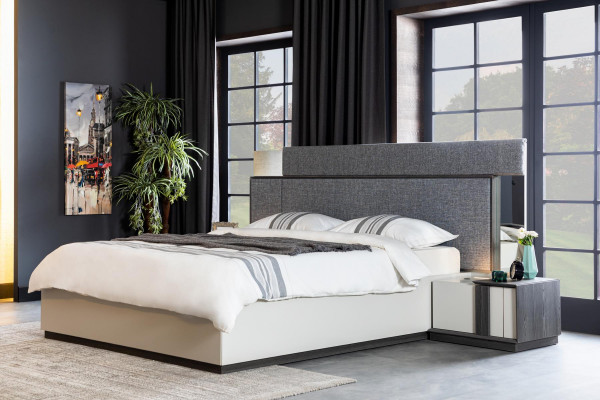 Luxus Hotel Schlofzëmmer Miwwelen Bett mat 2x Nuetsdësch 3tlg. Set Komplett