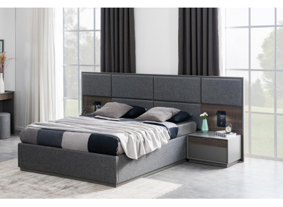 Schlofzëmmer Bett 2x Nuetsdësch Better Komplett Garnitur USB Luucht Loft