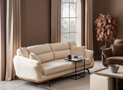 Beige Canapé Këssen Canapé Miwwelen Canapéë Wunnzëmmer Dräisëtzer Textil Stoff