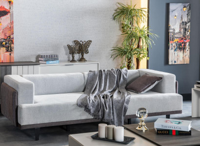 Wunnzëmmer Sofa 3 Sëtzer gro Design Luxus Polster Miwwelen Elegantes