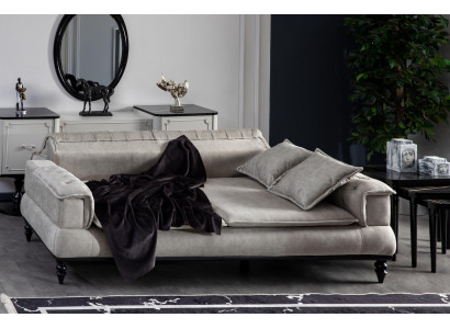Chesterfield Luxus Sofa Canapé XXL grouss Canapéen Dräisëtzer Stoff 3 Sëtzer Canapéen