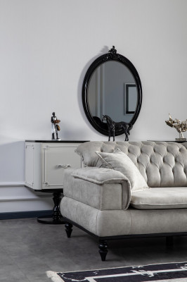 Chesterfield Luxus Sofa Canapé XXL grouss Canapéen Dräisëtzer Stoff 3 Sëtzer Canapéen