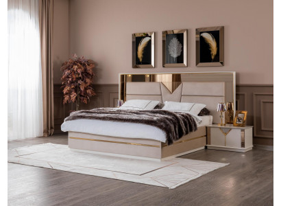 Golden Bett duebelt Bett Schlofkummer Better Miwwelen Designer duebelt Bett Beige