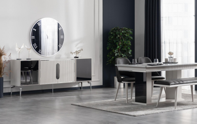 Iessdësch Iesszëmmer Modern Wunnzëmmer Design Holz mat Metall Luxus