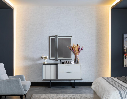 Design-Schlofzëmmer-Komplett-Set Kommode Spigel 2tlg. Set Holz Kommoden