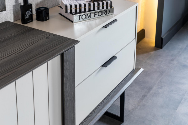 Design-Schlofzëmmer-Komplett-Set Kommode Spigel 2tlg. Set Holz Kommoden