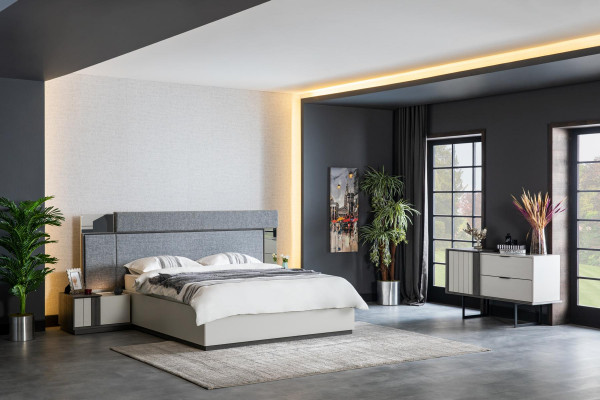 Design-Schlofzëmmer-Komplett-Set Kommode Spigel 2tlg. Set Holz Kommoden