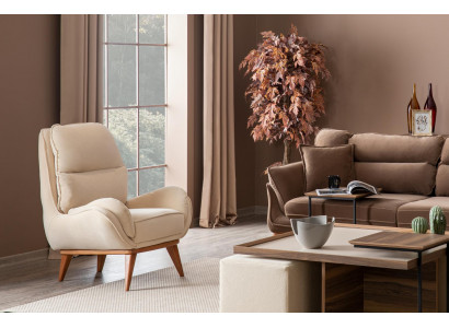 Wunnzëmmer Fauteuil Still Einsëtzer Design Polster Miwwel Nei Modern Wäiss