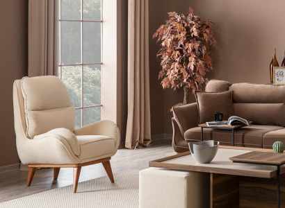 Wunnzëmmer Fauteuil Still Einsëtzer Design Polster Miwwel Nei Modern Wäiss