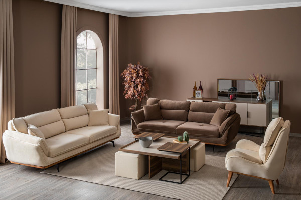 Wunnzëmmer Fauteuil Still Einsëtzer Design Polster Miwwel Nei Modern Wäiss