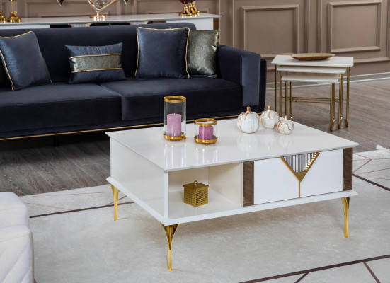 Couchtisch Wunnzëmmer Holz Design Luxus Miwwelen nei wäiss Stil Modern