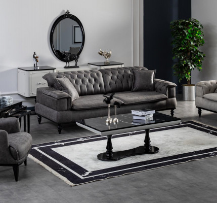 Wunnzëmmer Couchdësch Luxus Design nei schwaarz Modern Material Holz