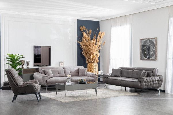 Soffagarnitur 3+1 Sëtzer Couchtisch Bäistelltisch Set Design Miwwelen Design