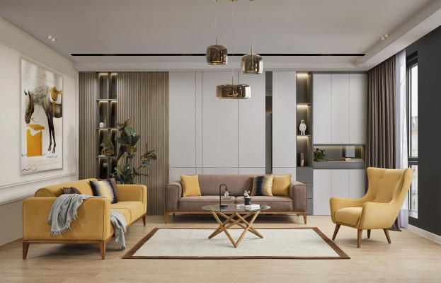 Sëtzgarnitur 431 Sëtz Set Design Sofa Polster Kutschen Textil Luxus Nei