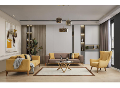 Sëtzgarnitur 431 Sëtz Set Design Sofa Polster Kutschen Textil Luxus Nei