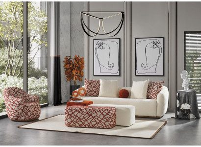 Sofagarnitur 41 Seater 3x Hocker 5tlg Design Wunnzëmmer Komplett Set