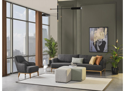 Sofagarnitur 41 Sëtzer 2x Hocker Komplett Set Wunnlandschaft 4tlg