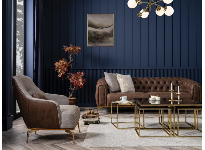 Canapé-Set 3-1-Sëtzer Canapé Liewenslandschaft Garnitur Design Modern