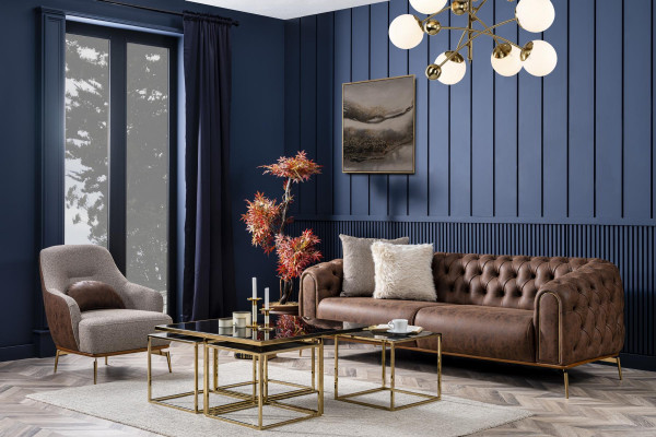 Canapé-Set 3-1-Sëtzer Canapé Liewenslandschaft Garnitur Design Modern