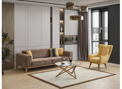 Wunnzëmmer Couch-Set 3+1 Sëtzer Set Design Gestofféiert Canapéë Modern