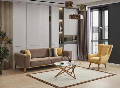 Wunnzëmmer Couch-Set 3+1 Sëtzer Set Design Gestofféiert Canapéë Modern