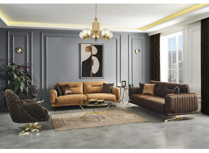 Wunnzëmmer Couch-Set 431-Sëtzer Sofa Couch Polster Garnitur Sofas
