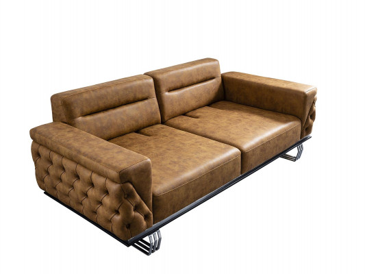 Sofa 3 Sëtzer Wunnzëmmer Design Miwwelen Stil Modern Nei brong Luxus