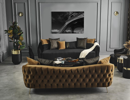 Sofa 4 Sëtzer Chesterfield Polster Wunnzëmmer Design Luxus Holz