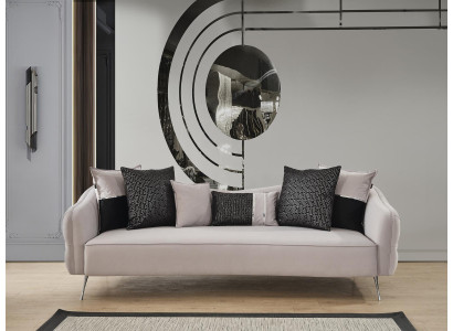 Sofa 3-Sëtzer Couch Modern Luxus Polster Wunnzëmmer Stoff wäiss nei