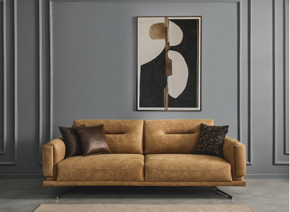 Wunnzëmmer Sofa 3 Sëtz Textil Polster Dräisëtzcouch Italienesch Miwwelen