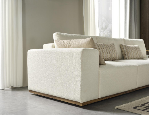 Eckcouch L-Form Couchtisch Hocker Wunnlandschaft Wunnzëmmer Polster 3 Deeler