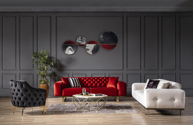 Canapé 3-Sëtz Wunnzëmmer Luxus Polster Designer Miwwelen Chesterfield