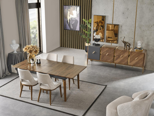 Iesszëmmer Dësch Holz Luxus Miwwelen Stil Modernen brongen Holzdësch Dëscher