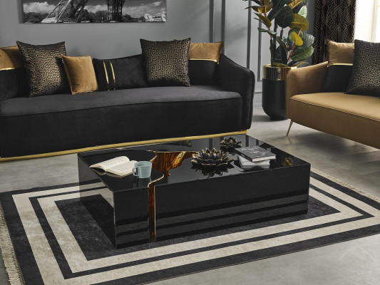 Couchtisch Design Miwwelen Luxus nei schwaarz Modern Wunnzëmmer Holz