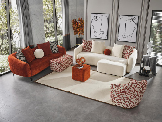 Sëtz Design Luxus Canapé Polster Wunnzëmmer Holz mat Textil Eensëtzer