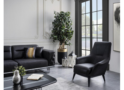 Wunnzëmmer Ouerensessel Sëtz Design Schwaarze Club Lounge Praxis