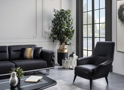 Wunnzëmmer Ouerensessel Sëtz Design Schwaarze Club Lounge Praxis