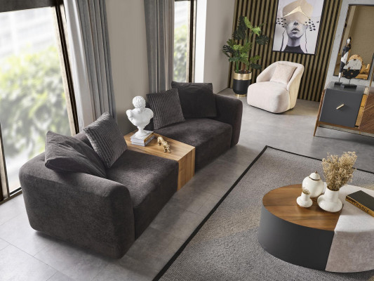 Fotell 1 Sëtz Stoff Luxus Wunnzëmmer Lounge Club Holz Fotell Eensëtzer