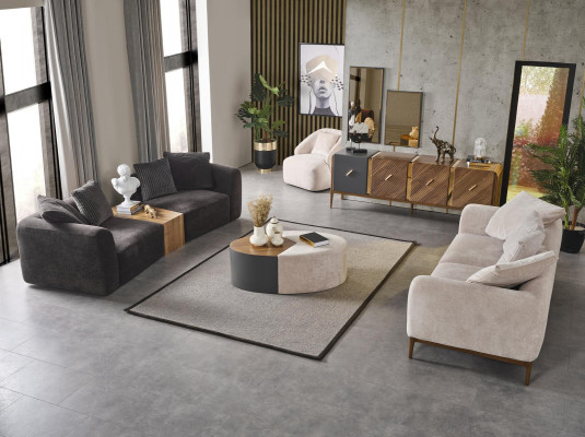 Fotell 1 Sëtz Stoff Luxus Wunnzëmmer Lounge Club Holz Fotell Eensëtzer