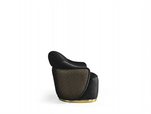 Fauteuil Wunnzëmmer Canapé Modern Textil Luxus Modern schwaarz nei