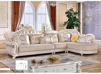 Chesterfield Ecksofa Canapé Couch Polster Miwwel Barock Rokoko Stoff Lieder