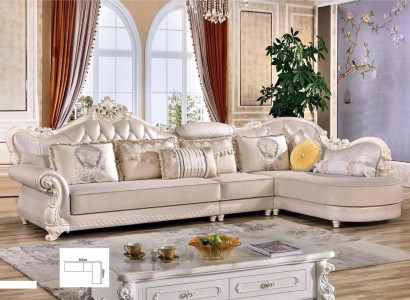 Chesterfield Ecksofa Canapé Couch Polster Miwwel Barock Rokoko Stoff Lieder