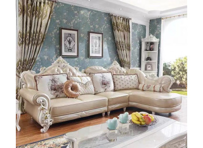 Eckcouch L-Form Wunnlandschaft Sofa Miwwelen Lieder Holz Sofa Chesterfield