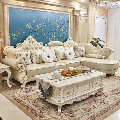 Wunnlandschaft Ecksofa L Form Canapé Miwwelen Lieder Holz Sofa Chesterfield
