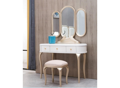 Schminktisch mat Spigel Luxus Konsol Kommode Hocker Komplett Set
