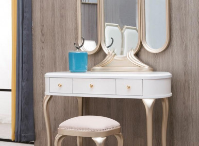 Schminktisch mat Spigel Luxus Konsol Kommode Hocker Komplett Set