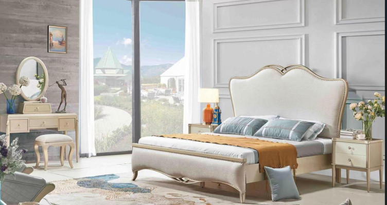 Bett Këssen Design Luxus Duebel Better Wäiss 180x200cm Schlofkummer Miwwelen Nei
