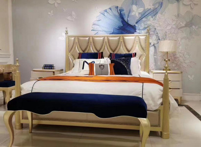 Design-Schlofkummer-Bett Luxus-Doppelbetter Holz Modern Polster Miwwelen 180x200cm